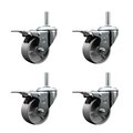 Service Caster 4 Inch Semi Steel Swivel 58 Inch Threaded Stem Caster Set with Total Lock Brake SCC-TSTTL20S414-SSS-58212-4